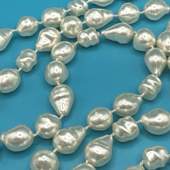 Vintage Baroque Faux Pearl Necklace Knotted Flapper 57” - Picture 3 of 7